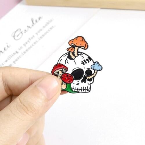 Cartoon skull flower mushroom candle Enamel pin falling apart Brooch cup cartoon lapel pin badge Gifts for friends