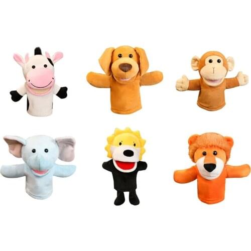 Cartoon Lion Cow Monkey Puppy Elephant Toys Hand Puppets Dolls Stuffed Plush Toy GXMB