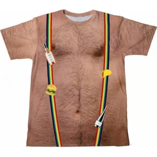 2021 New Muscle 3D T Shirt Men Clothes Funny Sexy Tshirt O-Neck Short Sleeve T-shirt For Men Punk Rock Fashion Plus Size Top