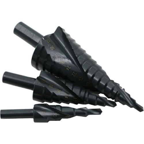 3PCS Cobalt Step Stepped Drill Bit Set Nitrogen High Speed Steel Spiral For Metal Cone Triangle Shank Hole