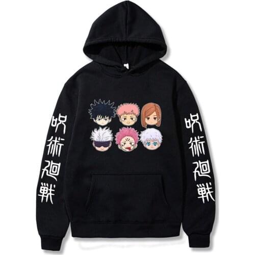 2021 New Arrival Anime Hoodie Jujutsu Kaisen Gojo Itadori Yuji Kawaii Unisex Harajuku Hoodies High Quality Sweatshirt
