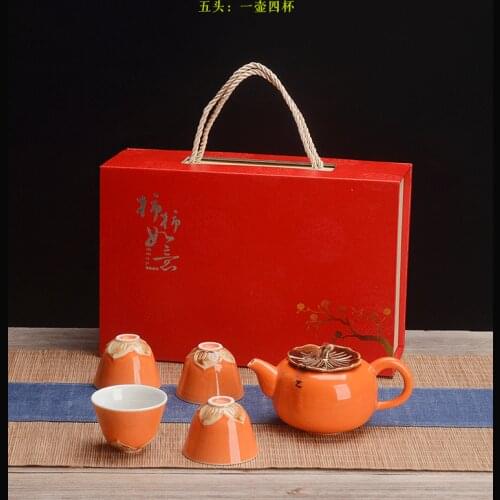 New Year ceramic Gift set shi shi ru yi China Traditional Tea ware set different type kung fu porcelain teaset