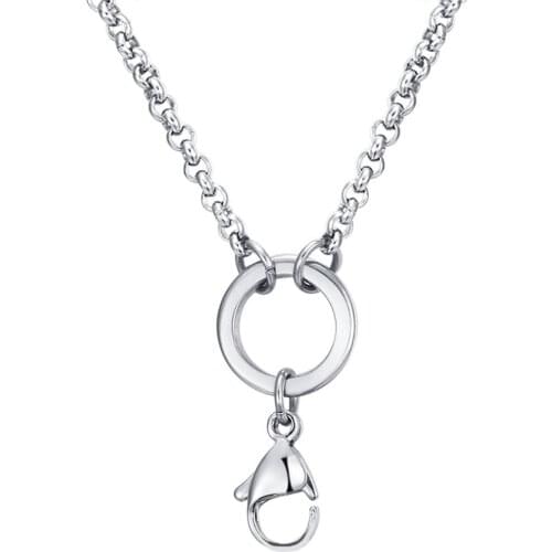 Mesinya 28'' 32'' 2.5mm 316L surgical Stainless steel custom rolo chain necklace floating charm lanyard pendant locket chains