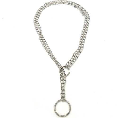 Gothic Chain Necklace Punk Choker Collar Goth With Round Pendant Double Stranded Necklace Women Rave Jewelry