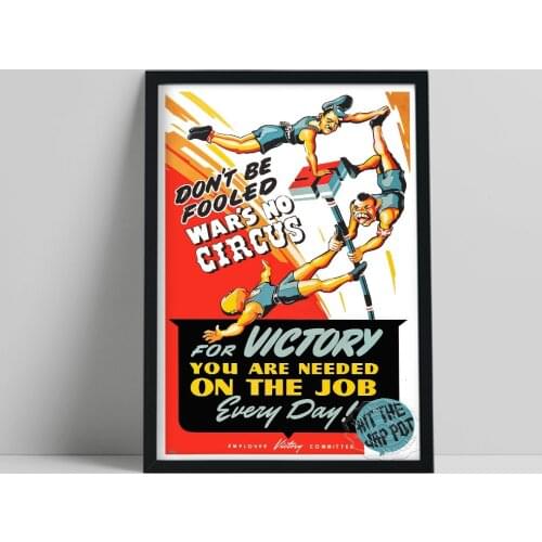 Promoting World Peace No War Poster, Circus Vaudeville Canvas Painting, Three Man High Altitude Performance Art Home Wall Decor