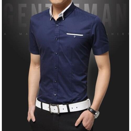 2021 New Summer Casual Shirt Men Good Quality Mens Dress Shirts Solid Slim Fit Short Sleeve Mens Clothing Asian Size 5XL