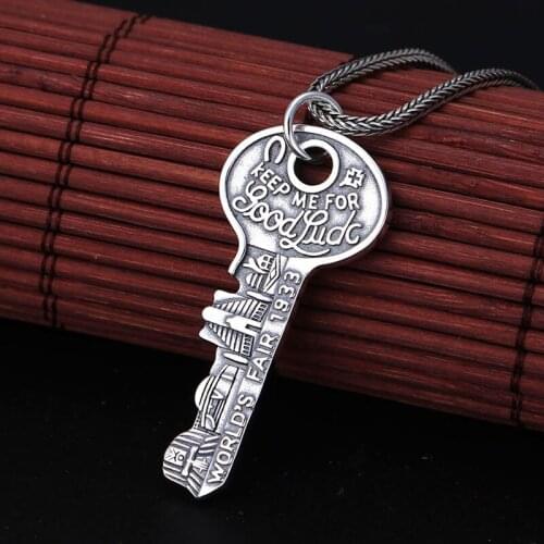S925 Sterling Silver Jewelry Thai Silver Retro Key English Letters Exquisite Men Women Pendant Popular Jewelry