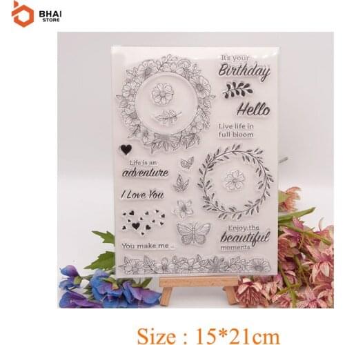 Leaves Wreath Clear Stamps Stencil for DIY Scrapbooking Photo Album Embossing Decorative Paper Cards 2021 New