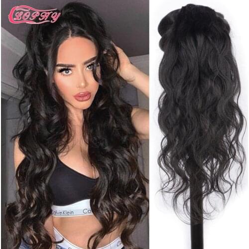 Body Wave Ponytail Extension 100%Human Hair Natural Color Weaves Drawstring Ponytail Clip In Hair Extensions For Black Women