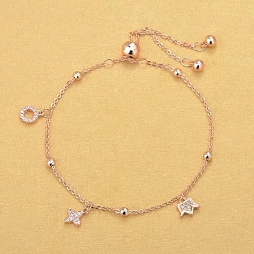 High Quality Rose Gold Champagne Chain Star Zircon Charm Bracelets Jewelry For Gift