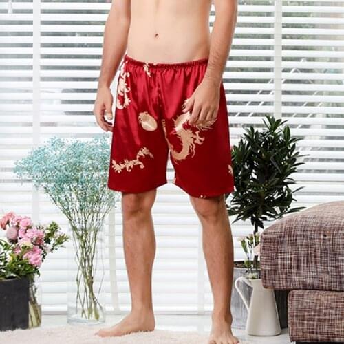 High-End New Simulation Silk Mens Pajama Pants Large Size Beach Pants Summer Breathable Casual Loose Men Shorts