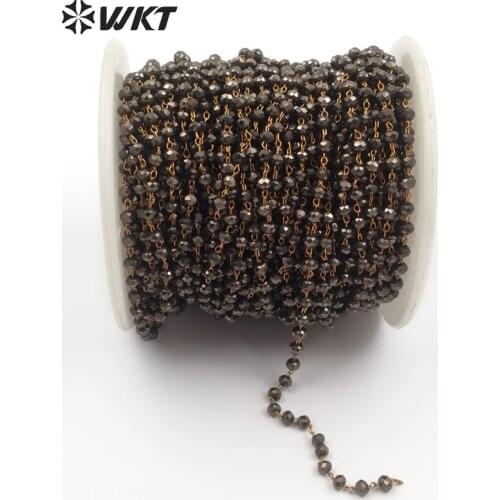 WT-RBC051 wholesale Custom Design electroplated high quailty stone rosary chain Light gray stone wire wrapped chain for jewelry