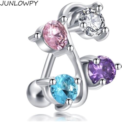 JUNLOWPY 14G Stainless Steel Dangle Belly Button Rings for Women Girls Body Piercing Jewelry Reverse Navel Ring 30pcs 5 colors