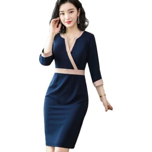 Ladies Office Work Wear Half Sleeve Elegant Dress Spring Summer Slim Hips Dress Dresses Beauty Salon Vestidos