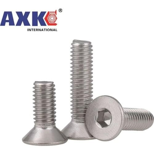 10/50pc M2 M2.5 M3 M4 M5 M6 M8 304 A2 Stainless Steel GB70.3 Hexagon Hex Socket Head Flat Countersunk Allen Bolt Screw L=3-100mm