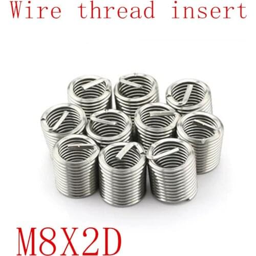 20Pcs M8*2.5D Stainless Steel Coiled Wire Helical Screw Thread Inserts M8 Screw Bushing self tapping thread repair tool