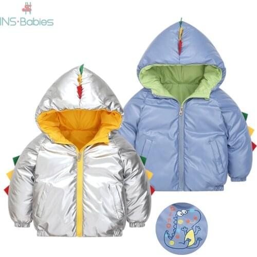 2021 New Children Girls Jacket Winter Kids Boys Light Color Coats Dinosaur Fashion Clothes 2-6y Thickened Cotton Padded Clothing