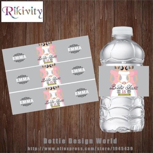20 Custom Bridal Shower Bachelorette Water Bottle Wine Labels Candy Bar Wrapper Sticker Wedding Anniversary Hen Party Decoration