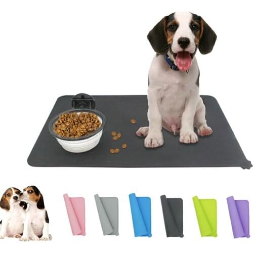 47x30cm Silicone Pet Feeding Mat Non Slip Waterproof Bowl Placemat Easy Washing Food Pads Dog Cat Large Dining Mats Pet Supplies