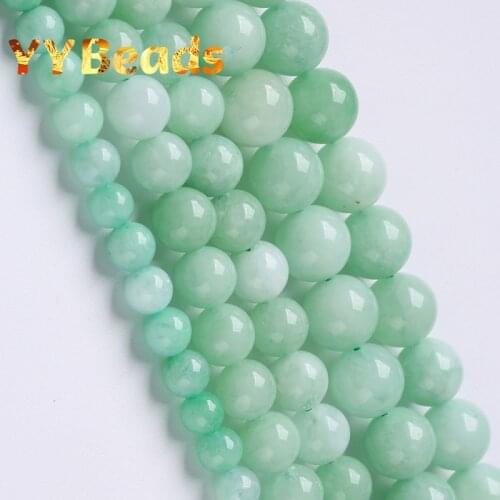 6 8 10mm Green Angelite Jades Chalcedony Beads Natural Gem Stone Spacer Round Beads For Jewelry Making DIY Bracelets Anklets 15"