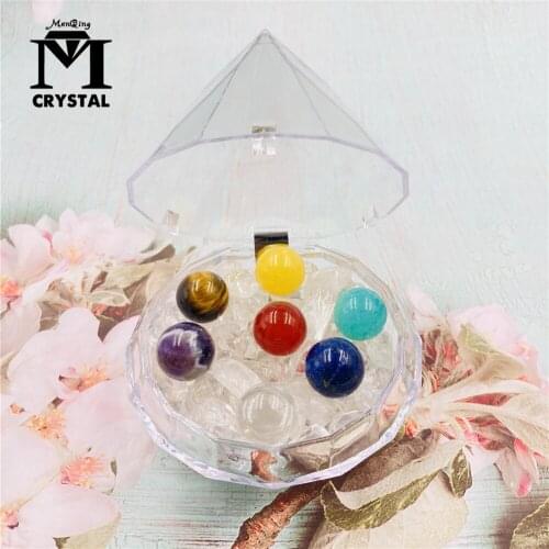 7PCS/Set Natural Stone Crystal ball Gemstone Chakras Healing Stone Quartz Mineral specimen Home Decoration Pyramid Gifts Box