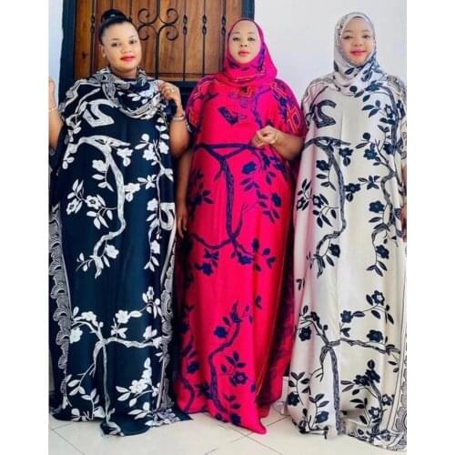 Africa Fashion Blogger Recommend 2021 printed Silk Kaftan Maxi dresses Loose Summer Beach Bohemian kaftan long dress for lady