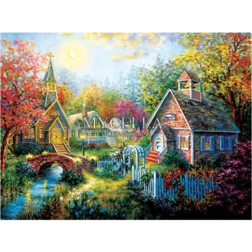 Full Square Drill 5D DIY Diamond Painting Landscape Sunrise 3D Diamond Embroidery Cross Stitch Mosaic Home Decor Christmas Gift