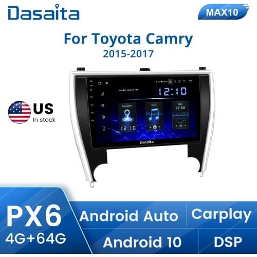 Dasaita Car Radio 1 Din Android 10.0 for Toyota Camry US Version 2015 2016 2017 DSP 10.2“ HD Touchscreen Car Multimedia Player