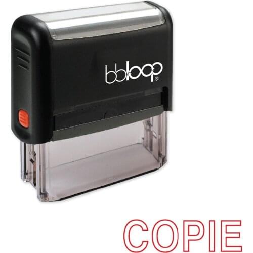 BBloop French Language "COPIE" Outline Self-Inking Stamp, Rectangular, Laser Engraved, RED