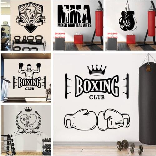 Large Boxing Wall Stickers Vinyl WallPaper For Boxing Club Vinyl Sticker Wall Decal Fitness Room Poster Decals Mural