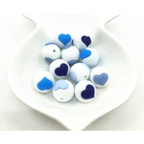 10pcs DIY beads Silicone Heart Shape Beads Craft Supplies & Tools Baby Shower Toys Food Grade Necklace & Bracelet Baby Teether