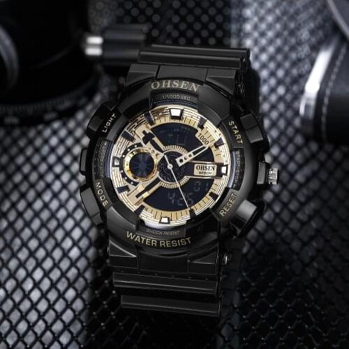 OHSEN Watches Dual Display Men Watches 30M Waterproof Military Watches Men Sports Watches Quartz Wristwatches relogio masculino