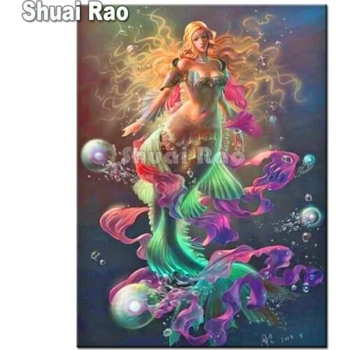 Beautiful mermaid 5d diy diamond painting square diamond embroidery full round of drill mosaic Fairy girl Picture,2021 Gift
