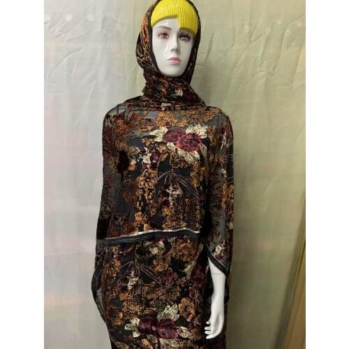 Fashion High Quality Velvet Lace Fabric 5 Yards Velvet With 2 Yards Swiss Voile Lace Fabric For Clothes / Wedding Dress!LXF20665