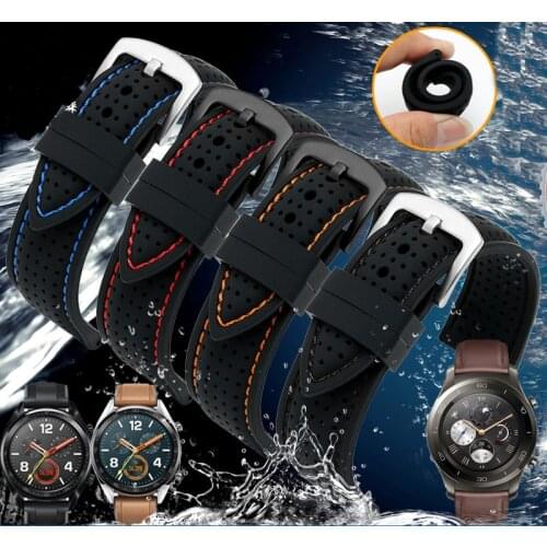 Soft Silicone Watch Strap Belt Waterproof Breathable Wristbandfor hua-wei Sam-sung 20mm 22mm for Mido- T-issot Watch Bands