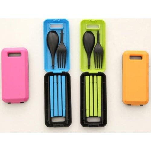 3Pcs Portable Travel Folding Fork Spoon Chopsticks Outdoor Camping Tableware Set