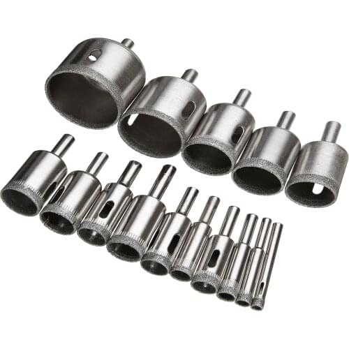 15pcs Diamond Coated Drill Bit Set Tile Marble Glass Ceramic Hole Saw Drilling Bits For Power Tools 6mm-50mm