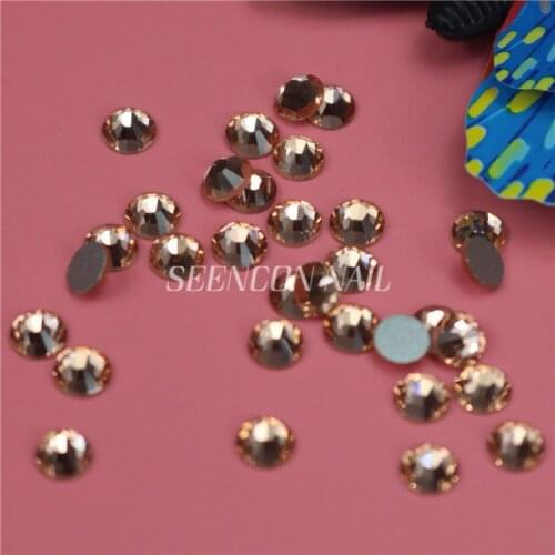 New 1440pcs/lot hot Light Peach flatback non-hotfix glue-on loose glitter rhinestone for nail art decoration nail crystals