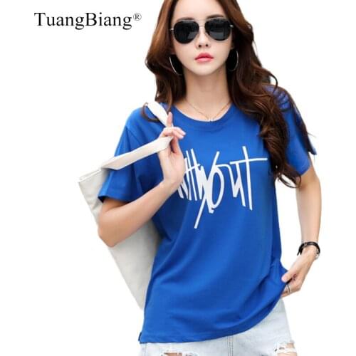 Casual 2021 Summer Cotton Women Blue T-Shirts O-Neck Creativity Printing Short Sleeve Feminine Tshirt Ladies Slim Bottoming Tops