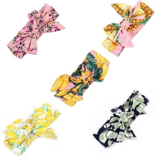 DIY lovely baby big bow Print headwrap for kids bowknot hair accessories children cotton headband girls gifts