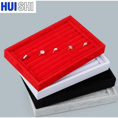 Various Velvet PU Suede Ring Holder Earrings Organizer Ear Studs Jewelry Display Stand Rack Showcase Plate Fashion Jewellery Box