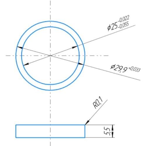 Washer 25x29.9x5.5 PTFE +Bronze / PTFE+graphite