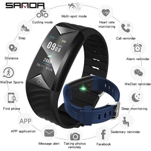 SANDA New Bluetooth Smart Watch Women Heart Rate Monitor Blood Pressure Tracker Mens Watches Fitness Wristband Clock Men watch