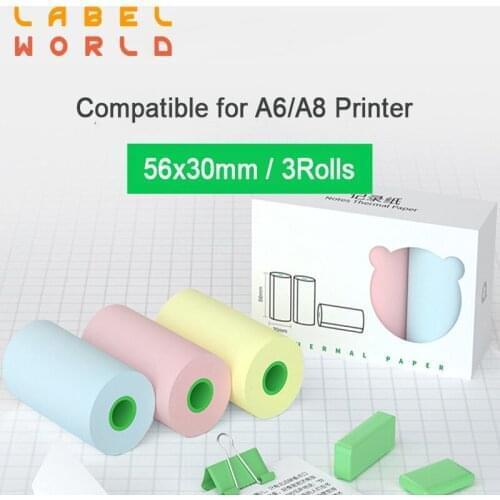 56x30mm Printable Thermal Label Paper Direct From Peripage Pocket Printer A6 A8 Adhesive 6 rolls