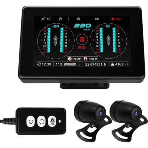 Video Recorder Motorcycle Camera Drive DVR GPS Digital Dash Speed Gradienter Front Back Action Cameras Mileage Display Playback