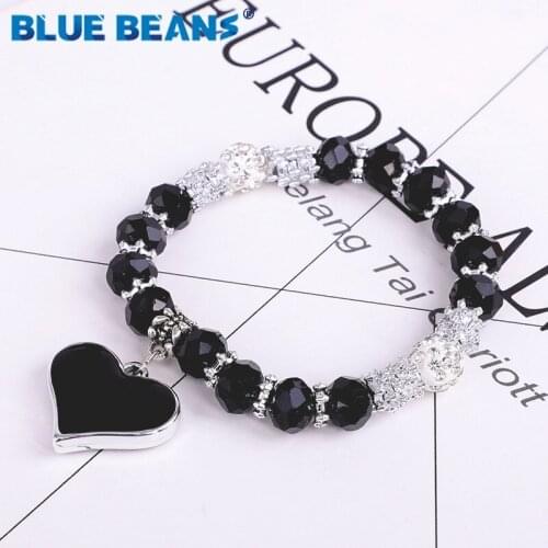 Crystal Handmade Heart Bracelets Bangles Women jewellery With punk Beads bohemian Bracelet Couples Hot fashion boho tak love CC
