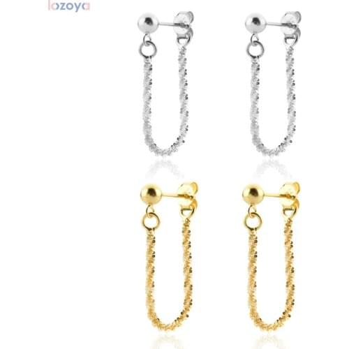 Lozoya 925 Gift Wedding Roc Sterling Silver Beads Chain Stud Earring Women Chain Female Piercing Pendiente Luxury Jewelryk Puck