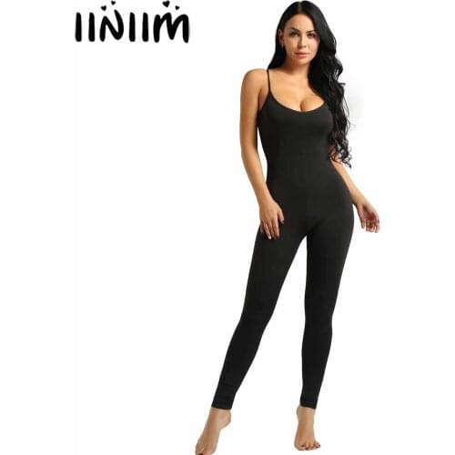 Women Adult Sexy Slim Fit Jumpsuit Sleeveless Spaghetti Strapped Footless Stretchy Casual Tank Bodycon Bodysuit Bodystocking