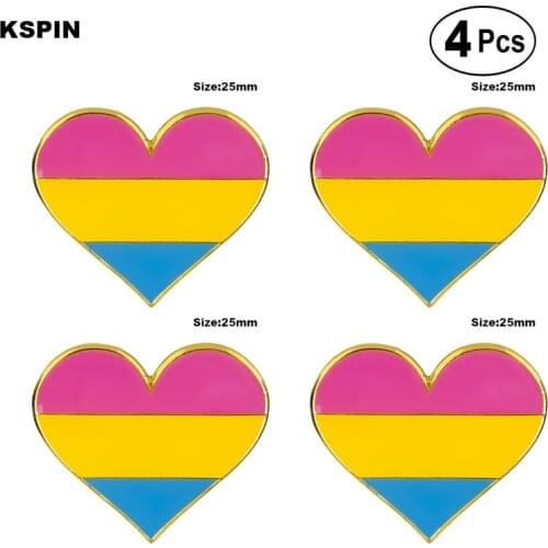 Pansexual pride heart shaped Pin Lapel Pin Badge Brooch Icons 4pcs