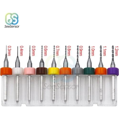 10pcs/set 0.3mm to 1.2mm PCB Mini Drill Bit Tungsten Steel Carbide for Print Circuit Board CNC Drill Bits Machine
